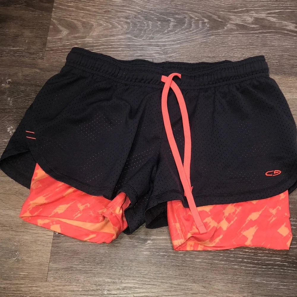 Black and Orange Women's Athletic Shorts - Picture 1 of 8